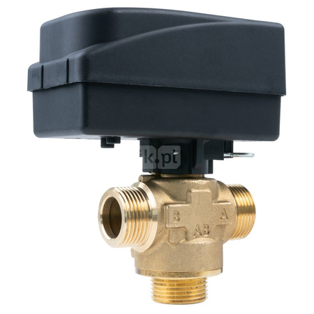Zawór trójdrożny AFRISO AZV 642 mosiądz, średnica DN 15 gwinty zewnętrzne silnik elektryczny