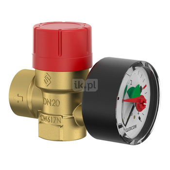 Zawór przelewowy kątowy (90') FLAMCO MEIBES Prescomano mosiądz PN 16, 3 bar GW gazowy walcowy 3/4''