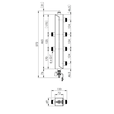 Rozdzielacz do instalacji c.o. AFRISO BBM 870 GZ 1'', 2-obieg. GZ 3/4'', max. 35 kW