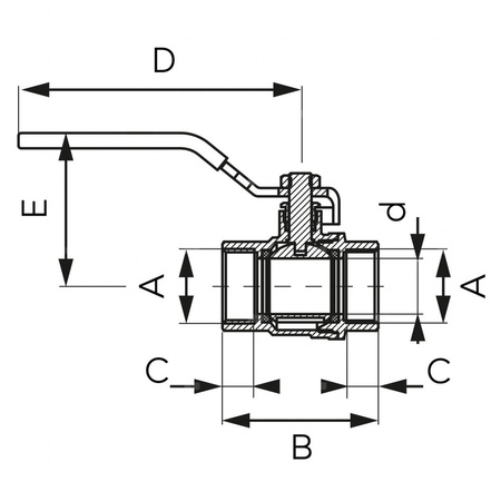 Zawór kulowy FERRO F-POWER 1 1/2'' GW, uchwyt: dźwignia