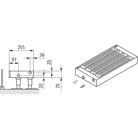 Konwektor Kermi Kon m. Str. Typ44 BH140x255x3200mm QN4390, weiß, 6bar, m. Abd., AB Uni.