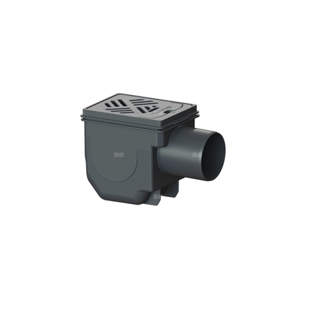 Wpust KESSEL z 1 przyłączem DN 100, odpływ poziomy (zdejmowany), kratka 150x190mm tworzywo sztuczne