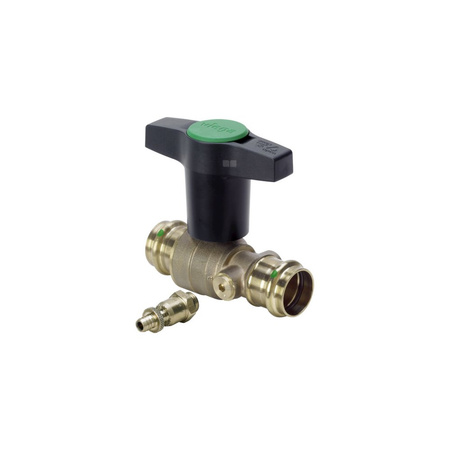 Zawór kulowy VIEGA 22753 brąz, PN16 35 mm zz x zz z­ zaworem spustowym, uchwyt: motylek