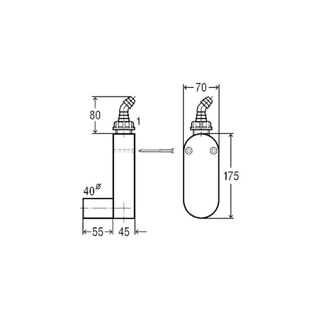Syfon przeznaczenie: montaż ścienny, wąż odprowadzający wodę z pralki lub zmywarki do naczyń, tworzywo sztuczne, nr wzoru 5636 DN: 40