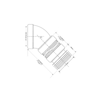 Przyłącze kanalizacyjne harmonijkowe L-315>440mm,wejście 90-110mm,wyjście 110mm, kąt 45