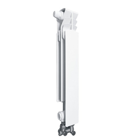 Grzejnik żeberkowy KFA Armatura G500F/D/1 aluminium, podłączenie dolne, lewe, kątowe 572 x 80 mm, kolor biały (RAL 9016)