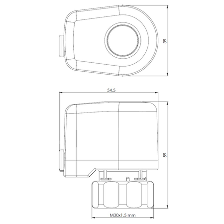 Siłownik termoelektryczny TSA-03, nakrętka M30 x 1,5 mm, 230 V AC z wył. pomocniczym, NC