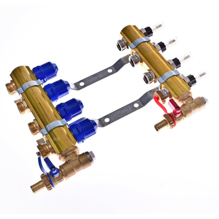 Rozdzielacz do ogrzewania podłogowego QIK Optimo MAGNET III - RMSZT-2-50-M 2-obieg. mosiądz GW 1'' x GZ 3/4'' + przepływomierz