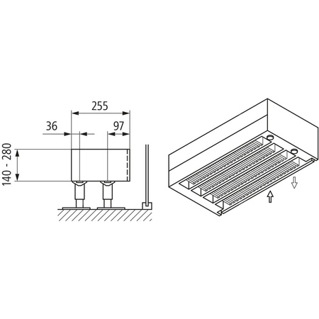 Konwektor Kermi Kon m. Str. Typ44 BH280x255x1000mm QN2167, weiß, 6bar, m. Abd., AB Uni.