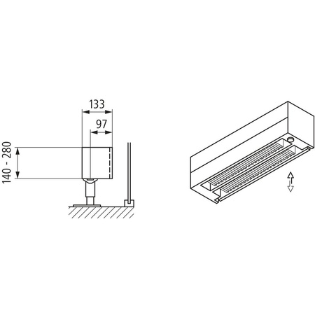 KSN22 z osłoną radiacyjną 70x133x5400 RAL9016, 6 bar, z osłoną, podł. 14