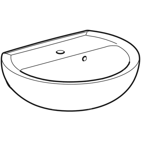 Umywalka mała Koło Rekord z asymetrycznym przelewem: 45x37cm, Otwór na baterię=Na środku, Przelew=Widoczny, Biały