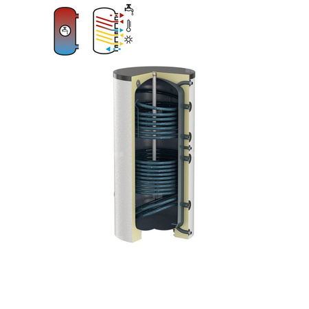 Podgrzewacz FLAMCO MEIBES DUO-SOLAR z wężownicą, 500 l, Spiralny, Emaliowany, 45.2 kW, 10 / 16