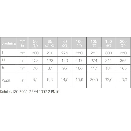 Wodomierz jednostrumieniowy suchobieżny przemysłowy, typu WDE-K50 DN 65 Q3=63 m3/h R160/100, Tmax: 50st.C, L=200 mm