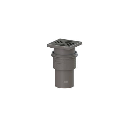 Wpust KESSEL Practicus z 1 przyłączem DN 100, odpływ pionowy (zdejmowany), kratka 138x138mm tworzywo sztuczne
