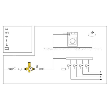 Regulator ciśnienia z wymiennym wkładem z manometrem. Przyłącza z gwintem zewnętrznym 1 1/2" Bez certyfikatu DVGW-SVGW
