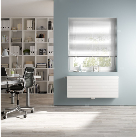 Grzejnik płytowy typ 12 KERMI X2 Line-Vplus, lewy, z osłoną wym. 405 x 1305 mm, kolor biały, moc 1051 W