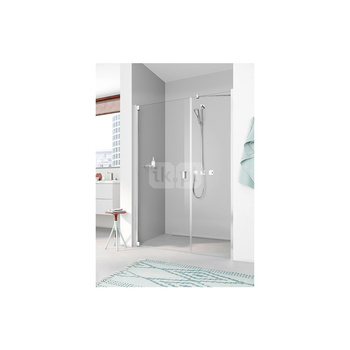 Kermi drzwi wahadłowe Raya 1OL 1230x 2000 GAK: 1185-1215 srebro wysoki połysk, szkło ESG przezroczyste z Clean