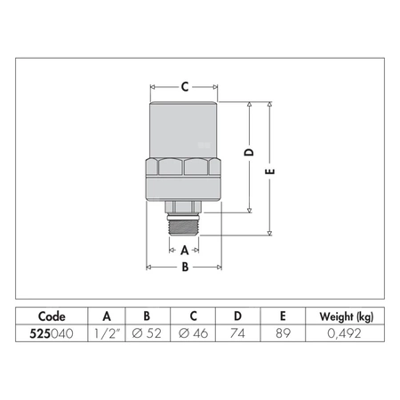 Tłumik uderzeń hydraulicznych CALEFFI ANTISHOCK Gwint zewnętrzny 1/2''