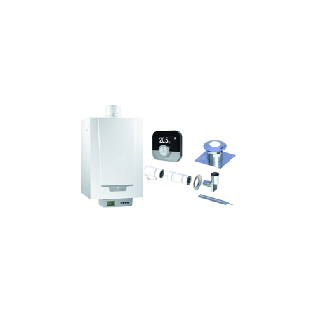 Pakiet - Kocioł gazowy jednofunkcyjny DE DIETRICH MCR3 Evo 24T kondensacyjny wiszący 6.1 - 24.8 kW + RegulatorSMART TC + Zestaw powietrzno-spalinowy szachtowy