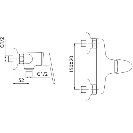 Bateria natryskowa ścienna FERRO SMILE, kolor chrom