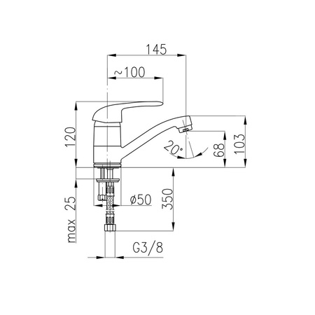 Bateria umywalkowa stojąca KFA Armatura ALBIT, chrom, obrotowa wylewka, montaż blat / otwór na baterię