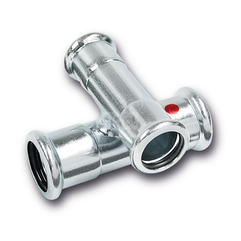 Czwórnik SANHA Therm dwupłaszczyznowy stal 28 mm x 28 mm x 15 mm x 15 mm, zw x zw x zw x zw