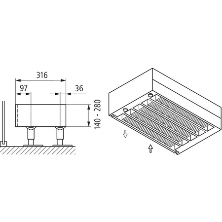 Konwektor Kermi Kon m. Str. Typ55 BH140x316x4000mm QN7184, weiß, 6bar, m. Abd., AB Uni.