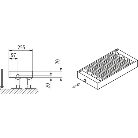 Konwektor Kermi Kon m. Str. Typ44 BH70x255x3000mm QN2799, weiß, 6bar, o. Abd, AB 12