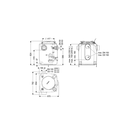Pompa do ścieków KESSEL Aqualift S 200 Duo Tronic 50 Hz / 1.3 W