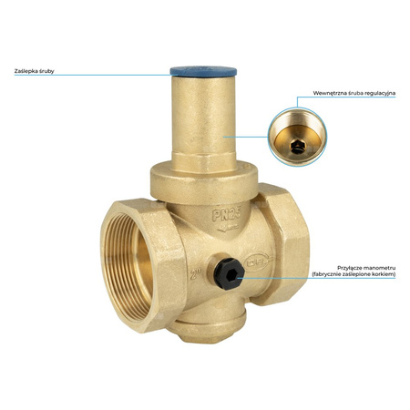 Regulator ciśnienia wody AFRISO BPR 406 mosiądz, GW 2'', 25 bar