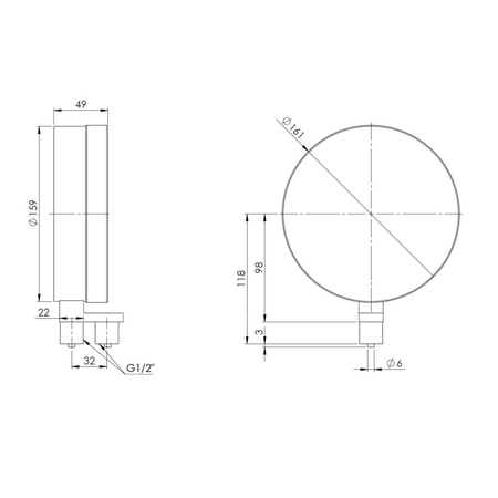 Ciśnieniomierz różnicowy AFRISO KP Dif D401 0/100 mbar mosiądz G1/2B radialne fi 160, kl. 1.6%