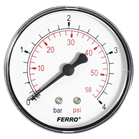 Manometr z rurką Bourdona FERRO 0/4 bar aksjalne 1/4'' fi 63 mm