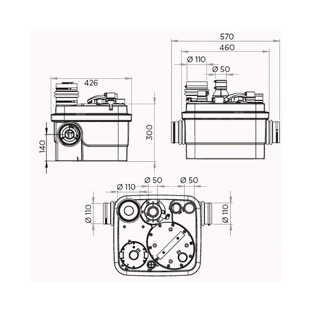 SANICUBIC 1 WP NM - Rozdrabniacz publiczny (kilka WC, łazienek, IP68)