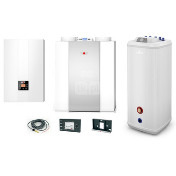 Pakiet - Kocioł gazowy jednofunkcyjny WOLF FGB-24 kondensacyjny wiszący 5.3 - 20.7 kW + Czujnik c.w.u. + RegulatorBM-2 + RekuperatorCWL 400P + Zasobnik c.w.uVulcan 200L stojący