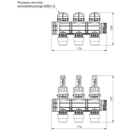 Rozszerzenie rozdzielacza ProCalida EF1 lub EF1 K o 3 obiegi, przepływomierz 0,2÷1,6 l/min