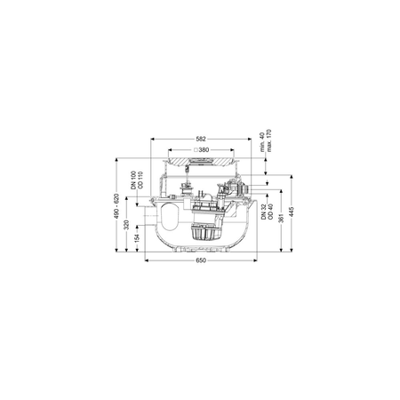 Przepompownia Aqualift M Underfloor | Mono Tronic | GTF1200 | resistant | do zabudowy z pokrywą czarną 