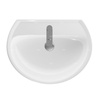 Umywalka Koło Rekord: 65x49cm, Otwór na baterię=Na środku, Przelew=Widoczny, Biały