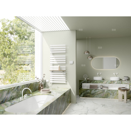 Kermi®Credo®Half®flat-E 1436x37x450 P=600W,srebro,WWS biały,lewy