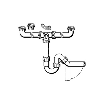 Złącze odpływowe przeznaczenie: zlewozmywak podwójny, tworzywo sztuczne, nr wzoru 7928.520