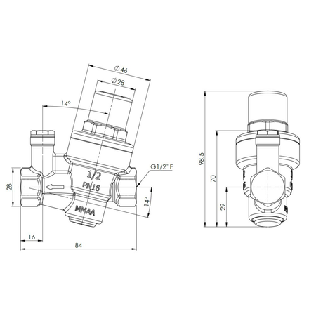 Regulator ciśnienia wody AFRISO BPR 411 mosiądz, GW 1/2'', 16 bar