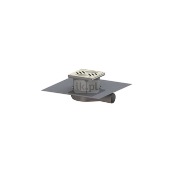 Wpust KESSEL Ultraflat 54 z 1 przyłączem DN 50, odpływ poziomy (zdejmowany), kratka 120x120mm stal nierdzewna