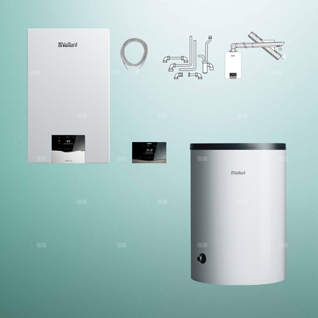 Pakiet - Kocioł gazowy jednofunkcyjny VAILLANT ecoTEC plus VC 15CS/1-5 kondensacyjny wiszący 2.8 - 16.4 kW+ Zestaw powietrzno-spalinowy + RegulatorsensoCOMFORT 720 + Zasobnik c.w.uVIH R 150/6 B