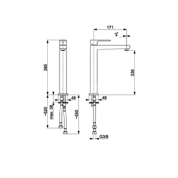 Bateria umywalkowa stojąca nablatowa KFA Armatura LOGON click clack, chrom, montaż blat / otwór na baterię