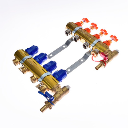 Rozdzielacz do ogrzewania podłogowego QIK Optimo BASIC III - RMSZT-2-50 16-obieg. mosiądz GW 1'' x GZ 3/4'' + przepływomierz