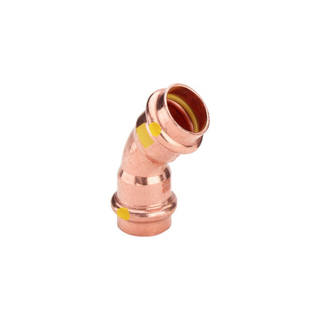 Łuk Profipress 45' VIEGA 2626 jednoczęściowy, Cu (stan surowy) / Cu (stan surowy), 22 mm (mz x mz), (głębokość: 11 mm) z uszczelką