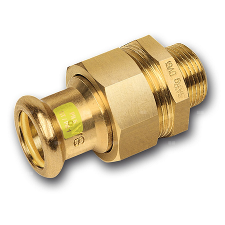 Śrubunek SANHA Press Gas trzyczęściowy, Cu, 18 mm x 3/4'' (zw x GZ)