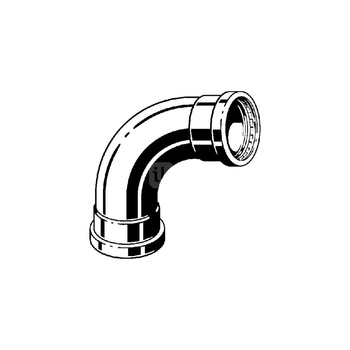 Łuk Sanpress 90' VIEGA 2316XL jednoczęściowy, stal nierdzewna / stal nierdzewna, 76,1 mm (mz x mz) z uszczelką