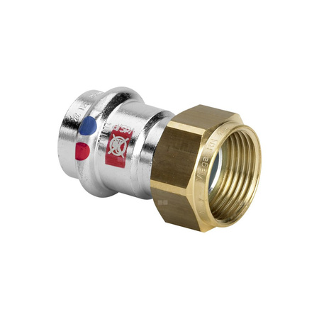 Złącze przyłączeniowe Prestabo VIEGA 1163LF dwuczęściowy, stal (ocynk galwaniczny/elektrolityczny) / stal (ocynk), 42 mm x 1 3/4'' (mz x gw), 68 mm, (głębokość: 12 mm) z uszczelką