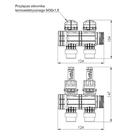 Rozszerzenie rozdzielacza ProCalida EF1 lub EF1 K o 2 obiegi, przepływomierz 0,2÷1,6 l/min