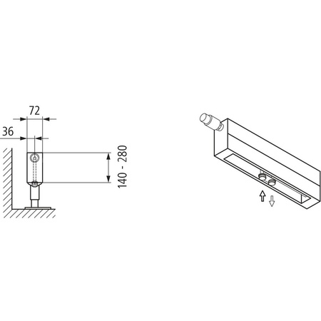 Konwektor Kermi V-Konvektor Typ21 BH280x72x5800mm QN4692, weiß, 6 bar, m. Abd., Vent. re